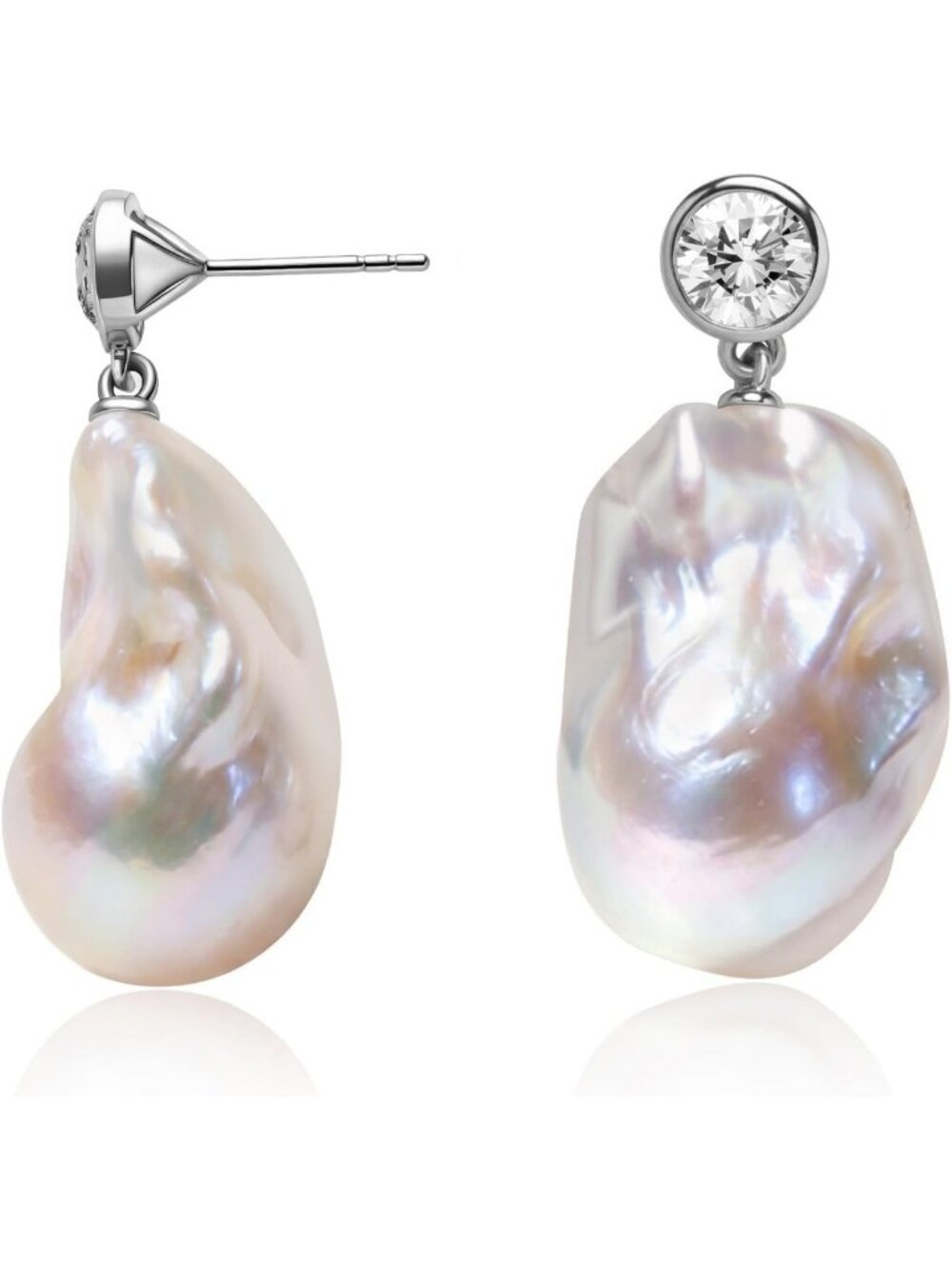 Elegant S925 Sterling Silver Baroque Pearl Drop Earrings for Women - 12-14mm